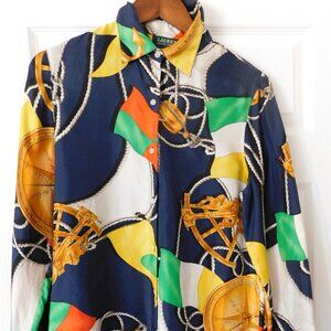 Ralph Lauren Silk Blouse Nautical Collection